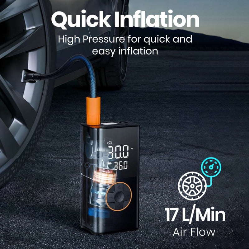 Portable Digital Tyre Inflator 150 PSI with LED Display, 4000mAh Rechargeable Battery & Auto Shut-Off for Car, Bike, Cycle & Sports Balls