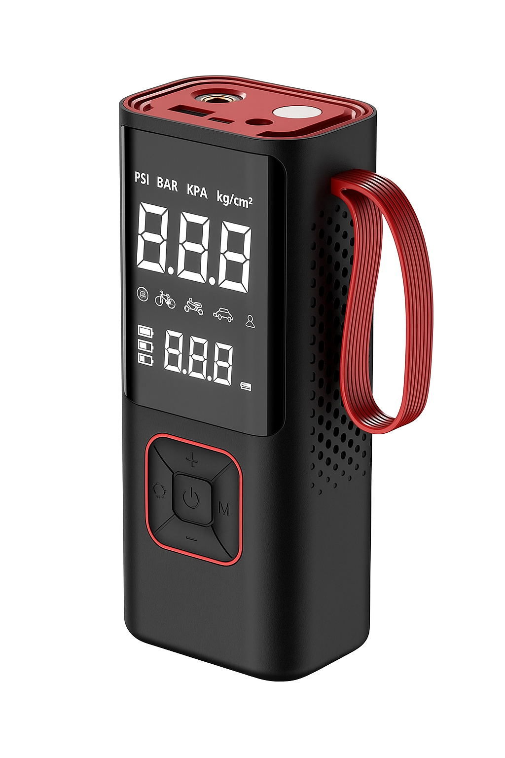 All accessories included with rechargeable air pump