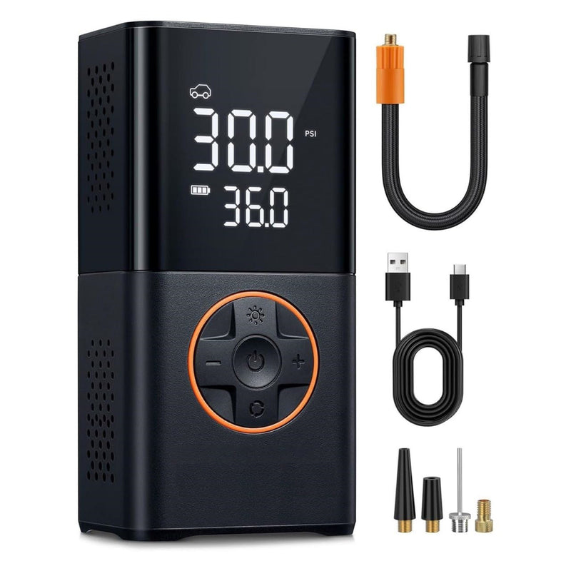 Portable Digital Tyre Inflator 150 PSI with LED Display, 4000mAh Rechargeable Battery & Auto Shut-Off for Car, Bike, Cycle & Sports Balls