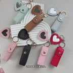 (3 pcs) Heart Shape Lip Balm Keychain Set for Women & Girls | Portable Mirror Lipstick Holder Keyring Combo | Cute Travel Cosmetic Accessory Pack of 3