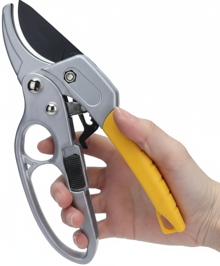 Ratchet Pruning Shears for Gardening with Ergonomic Handle
