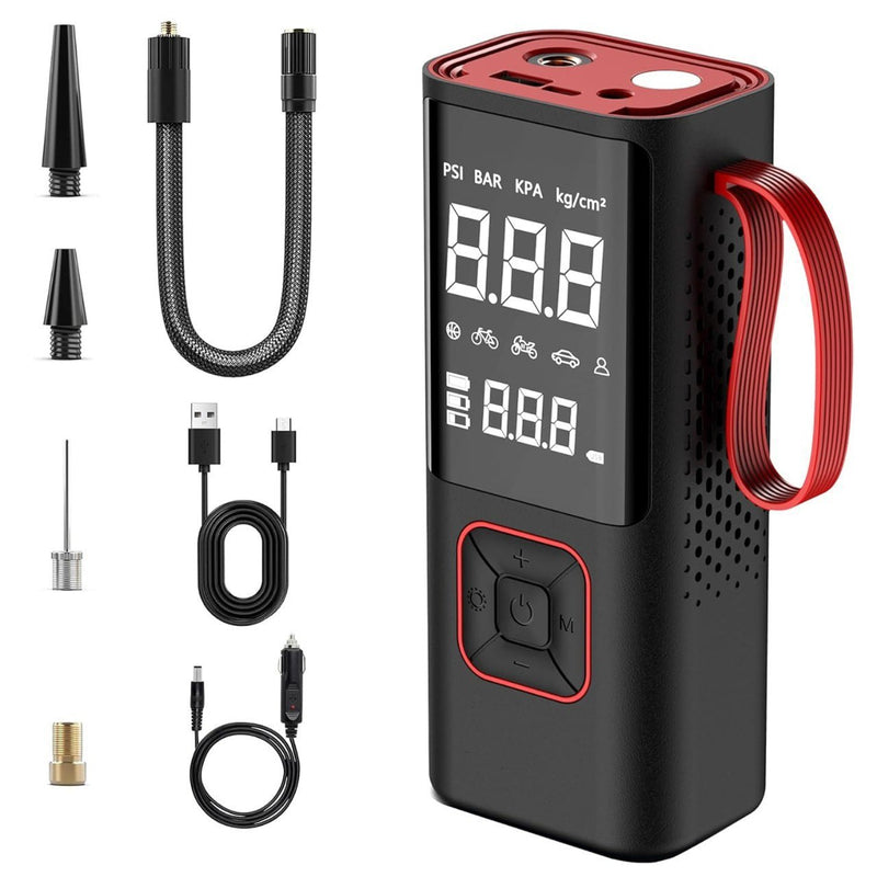 Rechargeable Portable Tyre Inflator Air Compressor Pump for Car, Bike, Ball – 6000mAh | Digital Display | 12V Fast Inflation