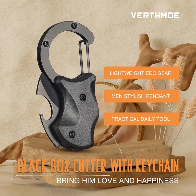 Mini Folding Utility Knife Keychain with Carabiner Clip – Compact EDC Pocket Cutter