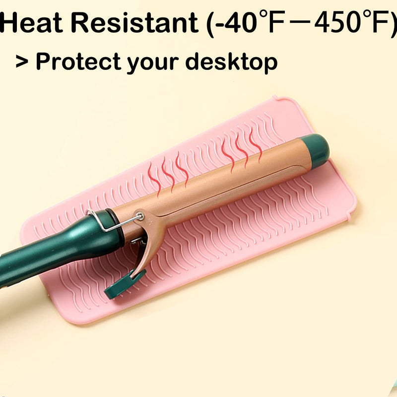 Heat Resistant Silicone Mat for Hair Straightener & Curling Iron | Foldable Travel Storage Pouch | Anti-Slip Heat Proof Pad (Pack of 2)