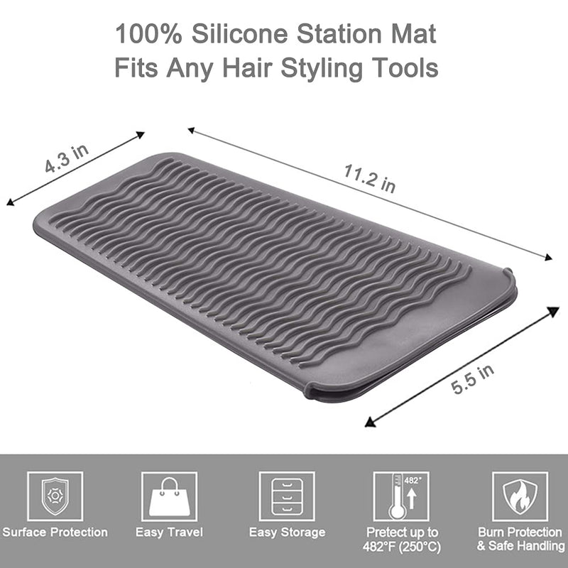 Heat Resistant Silicone Mat for Hair Straightener & Curling Iron | Non-Slip Hair Tool Station Mat | Protects Countertops from Heat Damage (Up to 450°F)