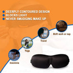 3D Contoured Blackout Sleep Eye Mask – Light Blocking Sleeping Mask with Adjustable Elastic Strap for Men & Women
