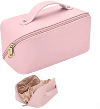 Large Capacity Travel Cosmetic Bag for Women | Waterproof PU Leather Makeup Organizer with Handle | Portable Vanity Storage Case