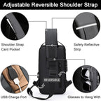 Travel Crossbody Sling Bag with USB Charging Port and Security Lock