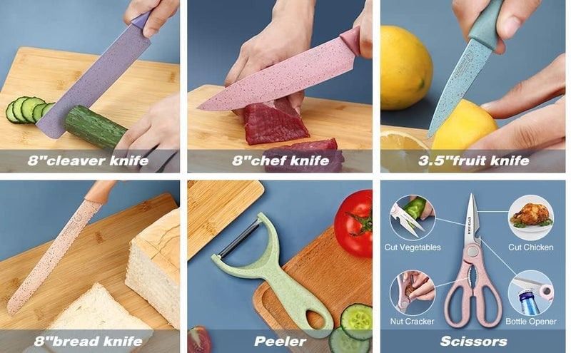 6-Piece Kitchen Knife Set with Scissors & Peeler | Multipurpose Stainless Steel Knives for Home, Vegetables, Fruits & Bread Cutting