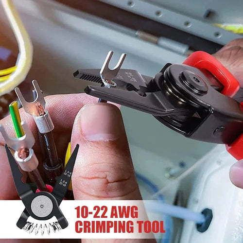 electrician plier crimping tool supporting 10 to 22 AWG electrical wires