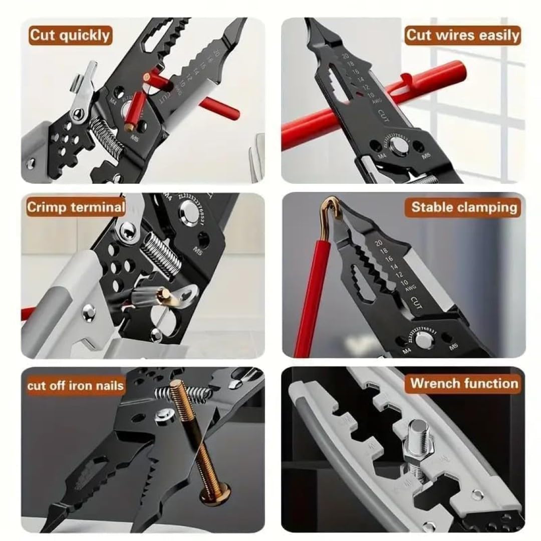 Multi-Function Wire Stripper Tool for Cutting and Crimping Wires