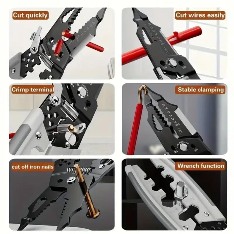 28-in-1 Multi-Function Wire Stripper | Crimping, Cutting & Pliers Tool for Electricians